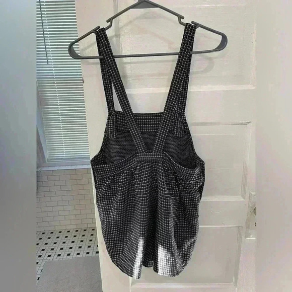 UO Urban Renewal Suspender Romper XS pinafore shorts black white overalls - Picture 6 of 8